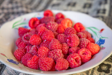 raspberries on a plate