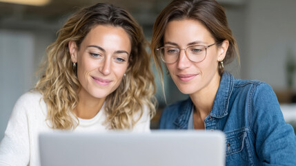 Deaf and hearing colleagues collaborating at laptop in office environment for inclusive teamwork