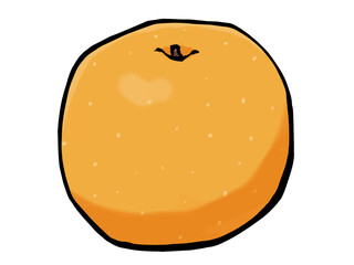 和梨のイラスト（筆タッチ・夏と秋の果物） /  Hand-painted Japanese Pear (Nashi) Illustration in Brush Style