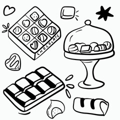 Chocolate candies, chocolate dessert, white chocolate, dark chocolate