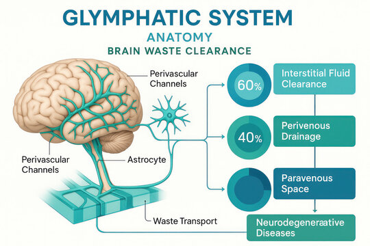 Glymphatic System Anatomy - Brain Waste Clearance Illustration
