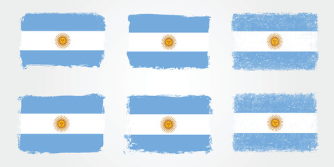 Argentina flag variations with brush stroke and grunge textures