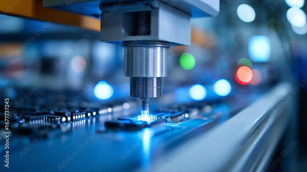 Poster electronics assembly line with surface mount technology and automated component placement precision 