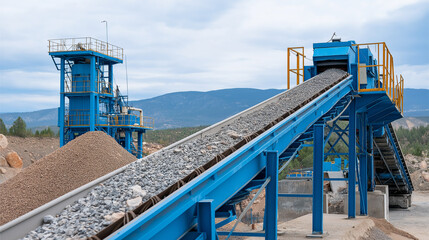 Mining equipment with conveyor belts and material sorting systems heavy machinery with dust suppression and safety monitoring ensuring efficient mineral processing operations