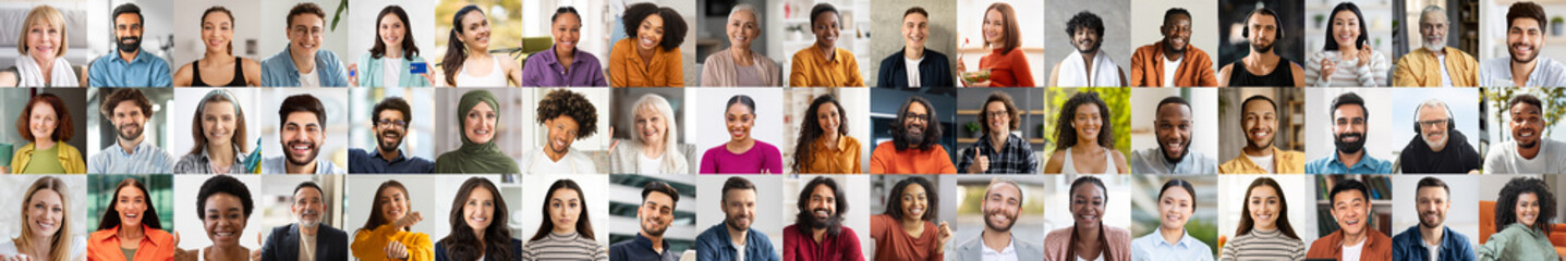 A collection of happy faces showcases diversity among individuals from various backgrounds. Each...