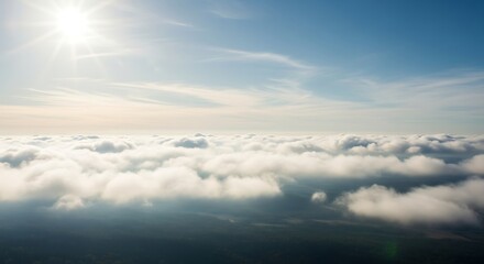 Obraz premium Stunning Aerial View of Clouds and Sunlight.
