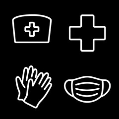 Obraz premium Medical safety icons showing nurse hat cross gloves and mask