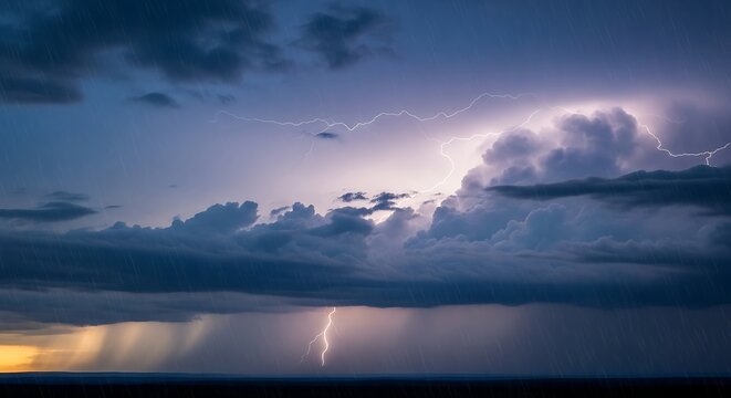 Powerful Thunderstorm with Lightning and Heavy Rain.
