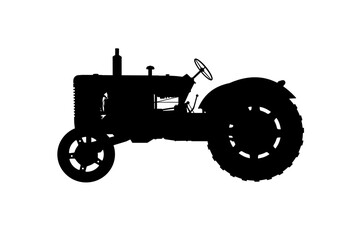 Old vintage farm tractor silhouette - vector illustration © KR Studio