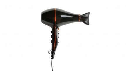 Professional Black Blow Dryer Device - Transparent Background