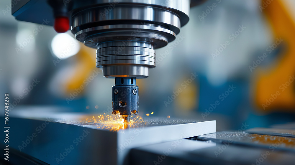 Poster cnc machining centers with cutting tools and automated tool changers precision manufacturing equipme