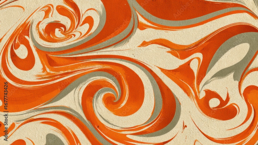 Aufkleber vibrant swirls of orange and cream intertwine on a textured surface, showcasing a dynamic abstract d