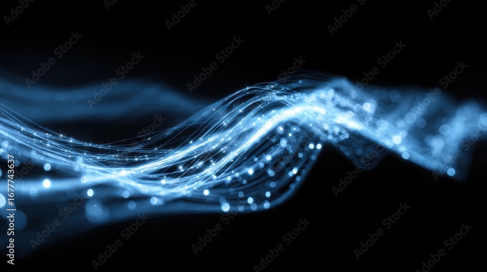 Aufkleber luminous blue waves undulate gracefully against a dark backdrop, creating a mesmerizing display of l