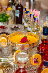 Cocktails and drinks preparation table