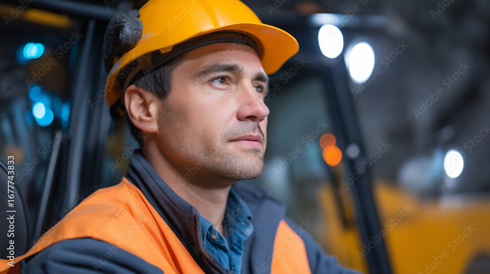Aufkleber tunnel boring machine operators working underground with specialized drilling equipment safety light