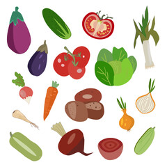 Fresh Vegetables Vector Set – Colorful Healthy Food Illustration isolated on transparent background

