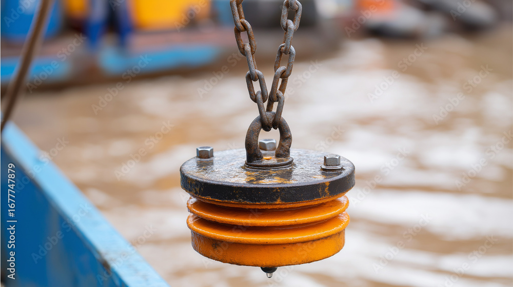 Poster dredging operation with specialized suction equipment removing sediment from shipping channels envir