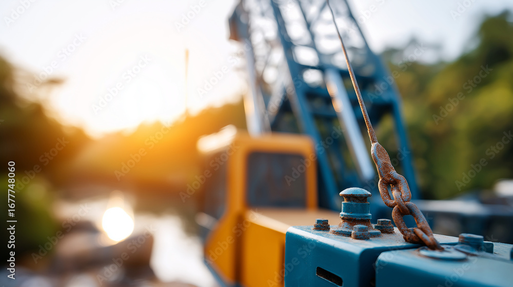 Poster dredging operation with specialized suction equipment removing sediment from shipping channels envir