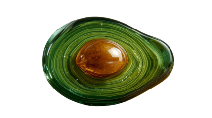 Artistic Glass Avocado with Brown Seed in Organic Style Still Life