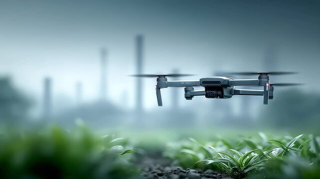 Drone Inspecting Farmland Technology Empowers Agriculture