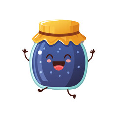Happy Dancing Blueberry Jam Character Isolated on a Transparent Background 