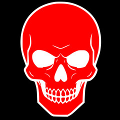 red and black Skull icon logo, tattoo, sticker halloween isolated background