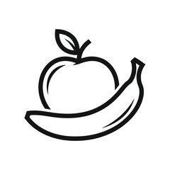 Minimalist apple and banana logo icon vector, Modern apple and banana icon outline illustration on white background