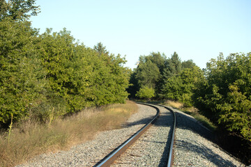 Curving railway in the countryside