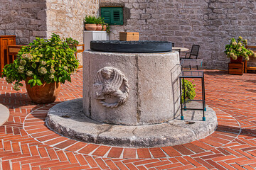 During the Middle Ages, the "Four Wells" cistern was constructed in Sibenik to address water shortages during military blockades and dry periods. Sibenik, Croatia.