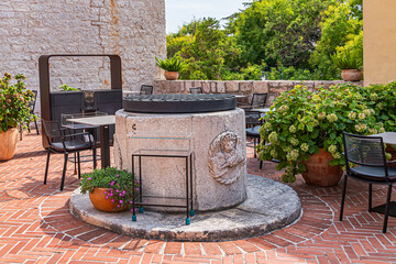 During the Middle Ages, the "Four Wells" cistern was constructed in Sibenik to address water shortages during military blockades and dry periods. Sibenik, Croatia.
