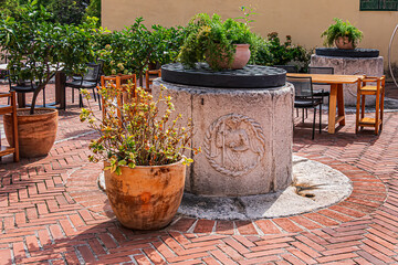 During the Middle Ages, the "Four Wells" cistern was constructed in Sibenik to address water shortages during military blockades and dry periods. Sibenik, Croatia.