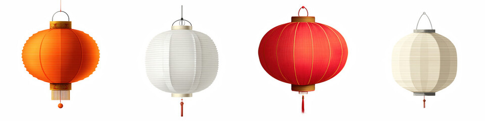 Obraz premium Paper lantern for diwali celebration, clipart collection, vector, icons isolated on transparent background