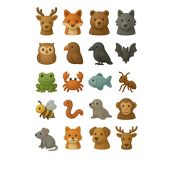 Fototapeta premium Cute Cartoon Animal Icons for Wildlife and Pets graphic design isolated on a transparent background