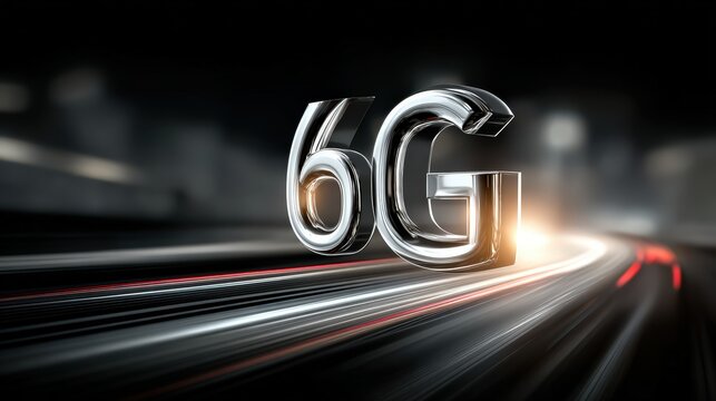 Conceptual 6G Technology with Abstract Light Trails and Modern Background