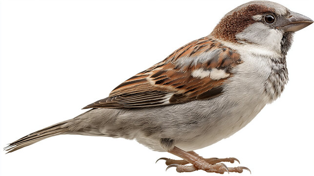 A bird isolated on a white background, captured mid-air with wings , showcasing grace, freedom, and natural movement in flight.