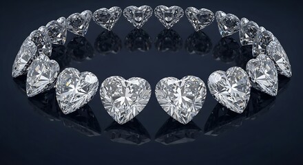 Heart-shaped diamond jewelry arrangement.