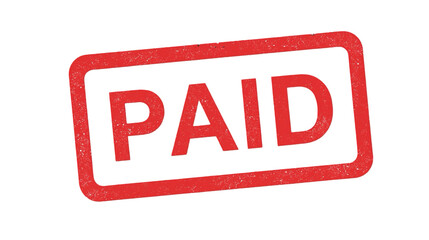 Grunge Distressed Paid Rubber Stamp Sign with Red Ink Texture