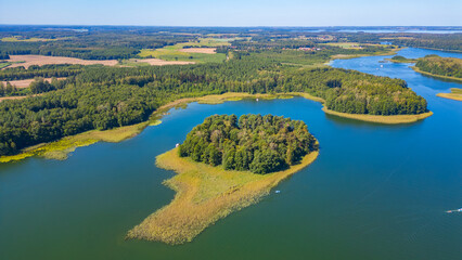 Panorama view of Masurian lakes in Poland