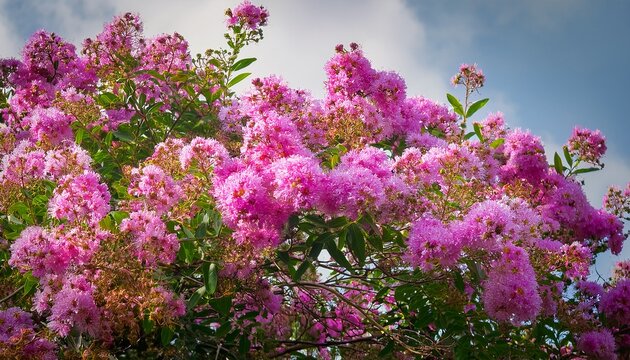 queen s crape myrtle lagerstroemia speciosa with beautiful pink flowers as a nature background