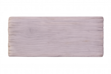 Weathered light wooden plank showing natural grain texture, rectangular shape, positioned against transparent backdrop for design flexibility