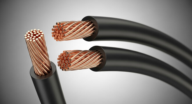 Exposed copper wires showing electrical conductivity and power transmission