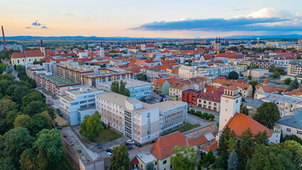 Fototapeta premium Sunset panorama view of Trnava, Slovakia