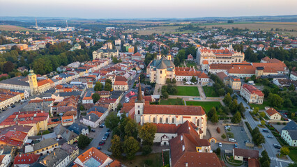 Fototapeta premium Sunset panorama of Litomysl, Czech republic