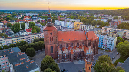Sunrise view of the old town of Slupsk, poland