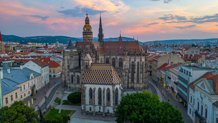 Fototapeta premium Panorama view of Kosice with Saint Elisabeth cathedral and Saint