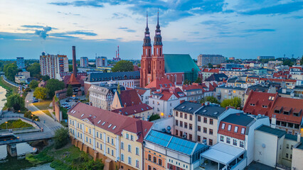 Obraz premium Panorama view of the cathedral in Opole, Poland