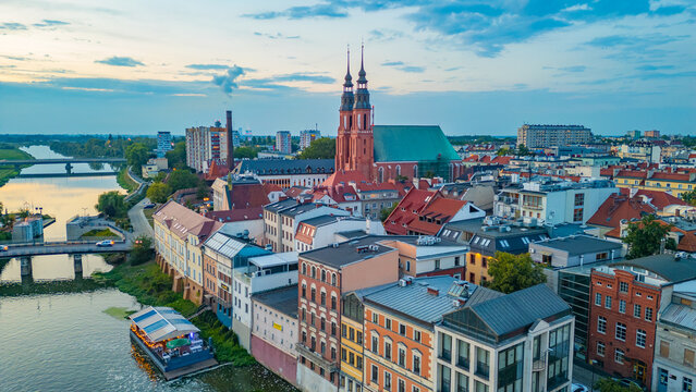 Panorama view of the cathedral in Opole, Poland