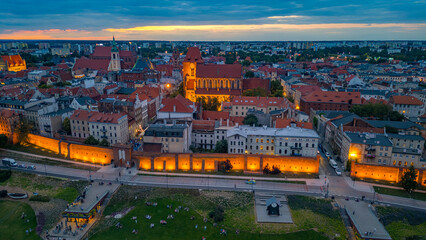Sunset panorama of Torun in Poland