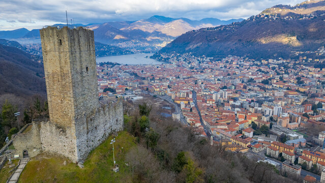 Castello Baradello overlooking Italian town Como