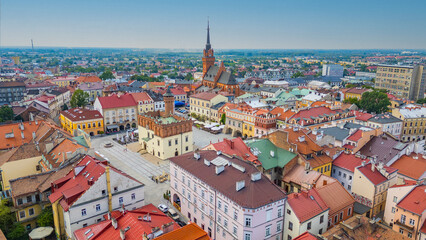 Panorama view of Polish town Tarnow during a sunny day